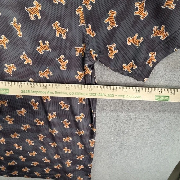 Waggle Shirt Mens Large Gray Tiger Dog Print Performance Polo Golf Stretch - Picture 6 of 7
